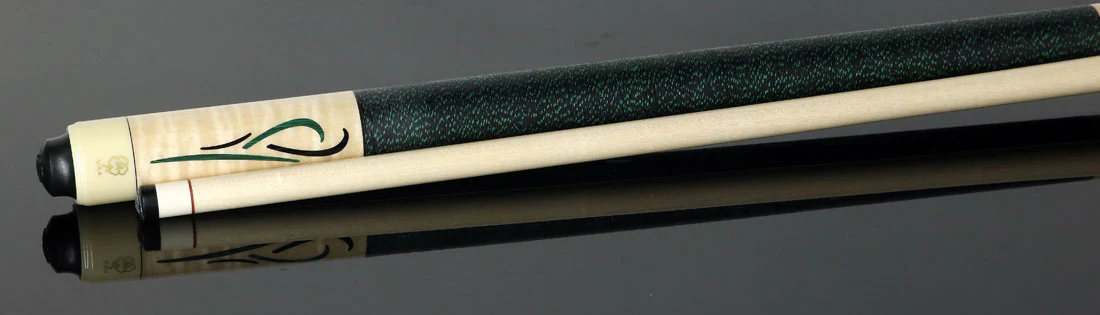 McDermott Curly Maple with Green Malachite and Black Urethane Inlays Cue of the Month with G-Core Shaft - Image 6