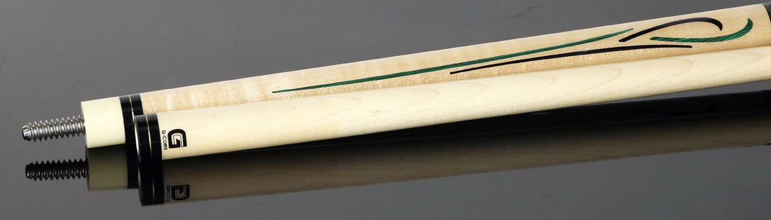 McDermott Curly Maple with Green Malachite and Black Urethane Inlays Cue of the Month with G-Core Shaft - Image 7