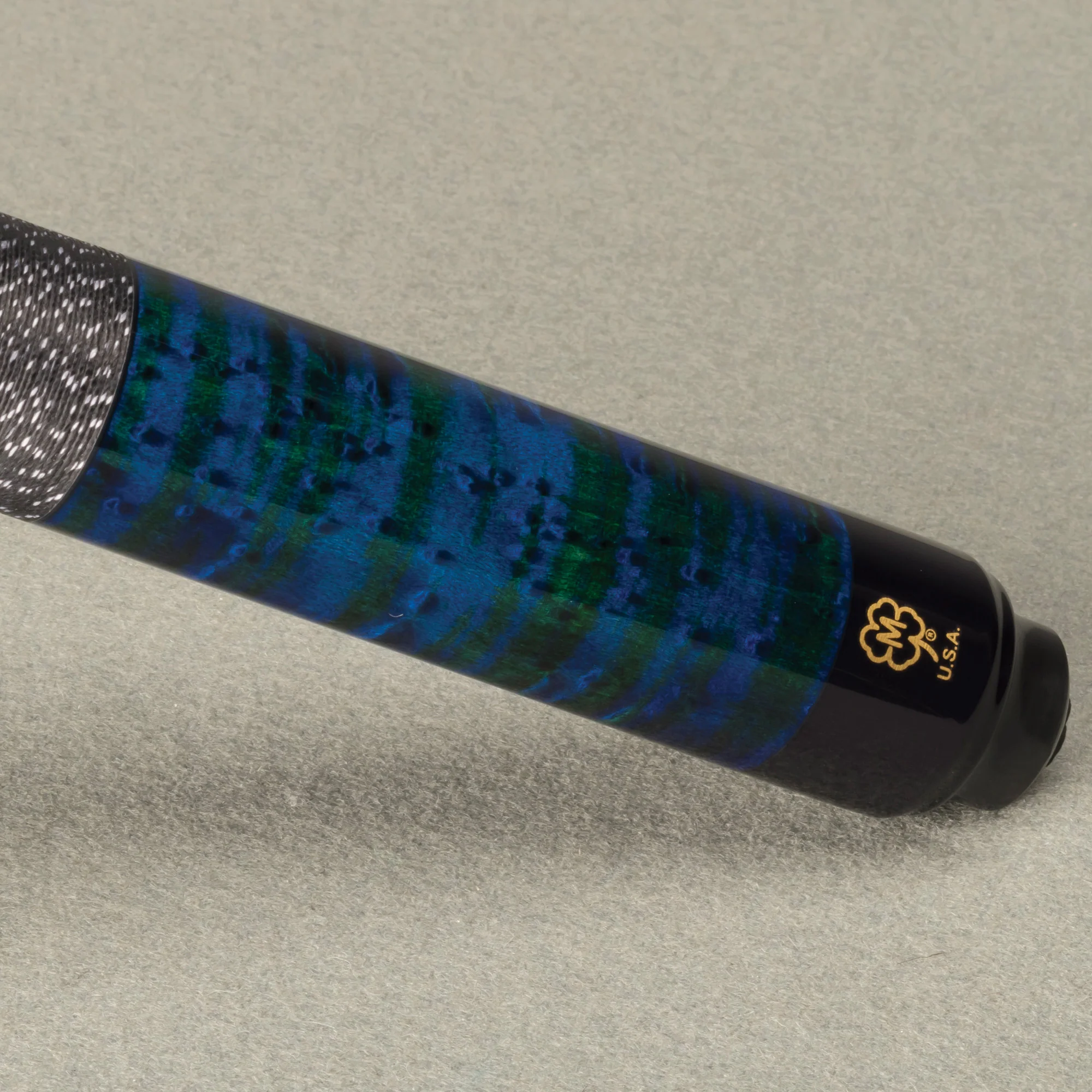 McDermott GS Series Double Washed Blue/Green Birdseye Maple Play Cue with Irish Line Wrap - Image 2