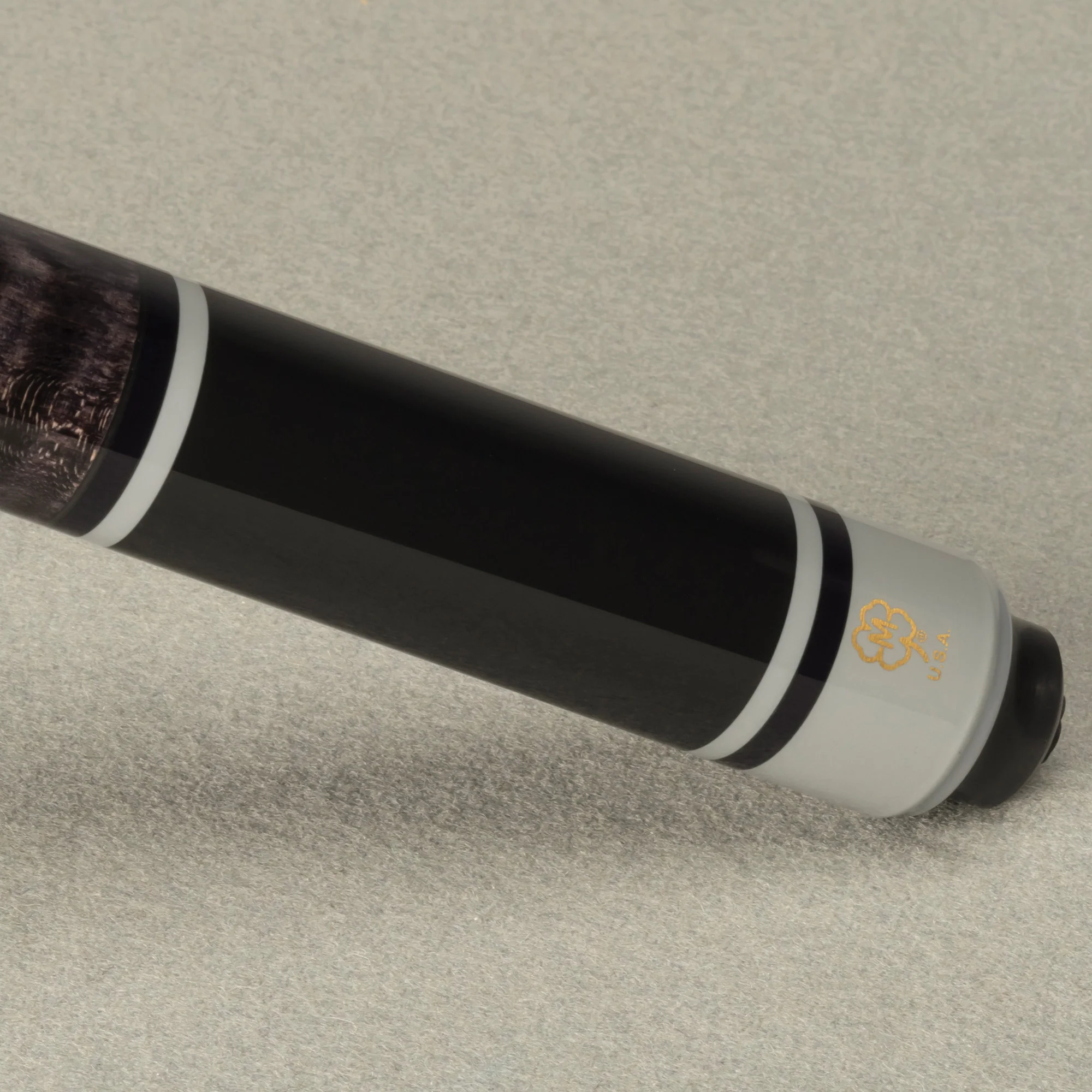 McDermott Select Series Black Painted Maple and Gray-Stained Maple No Wrap Pool Cue with Defy Carbon Fiber Shaft - Image 6