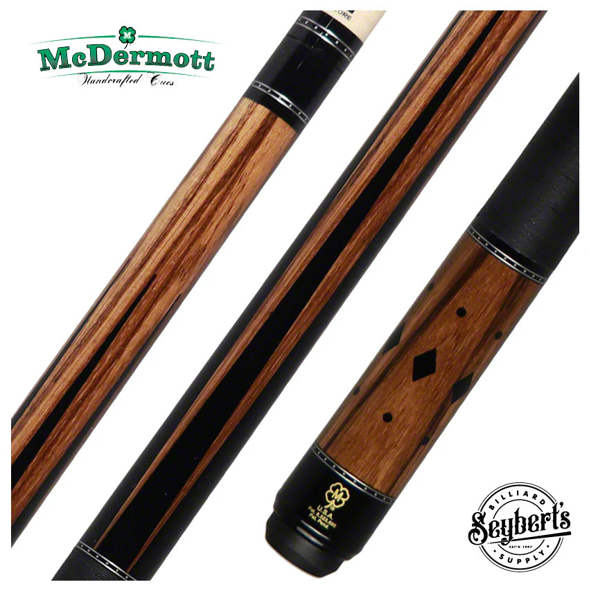 McDermott Zebrawood Forearm with Black Urethane Points Pool Cue - H750