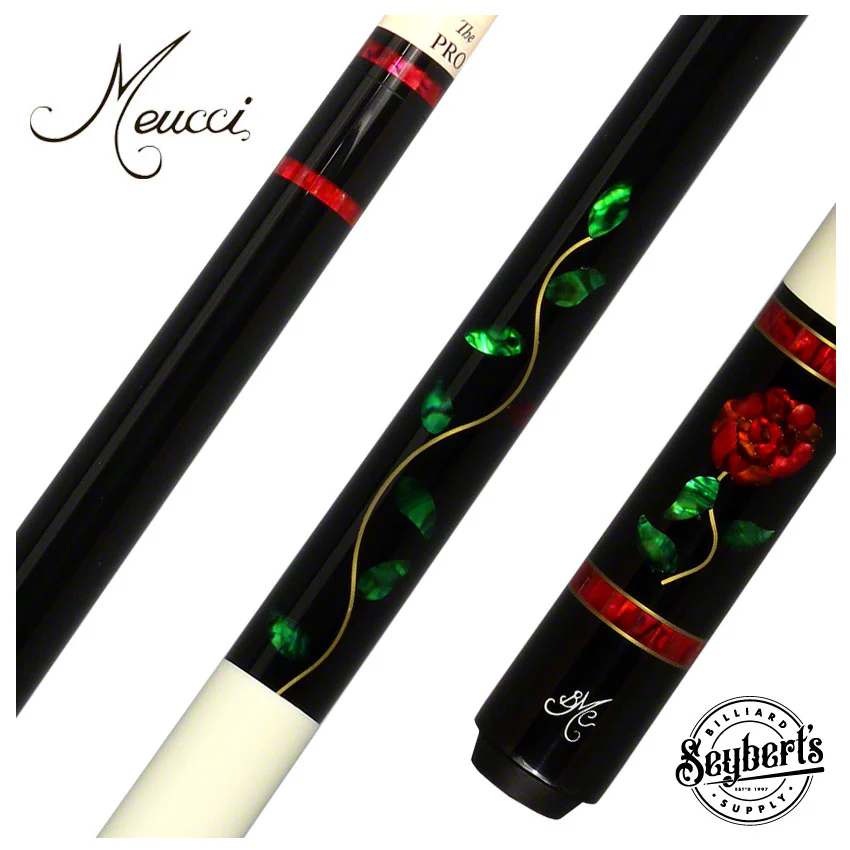 Meucci BMC Glass Rose Pool Cue with Pro Shaft - BMCGRBKPRO