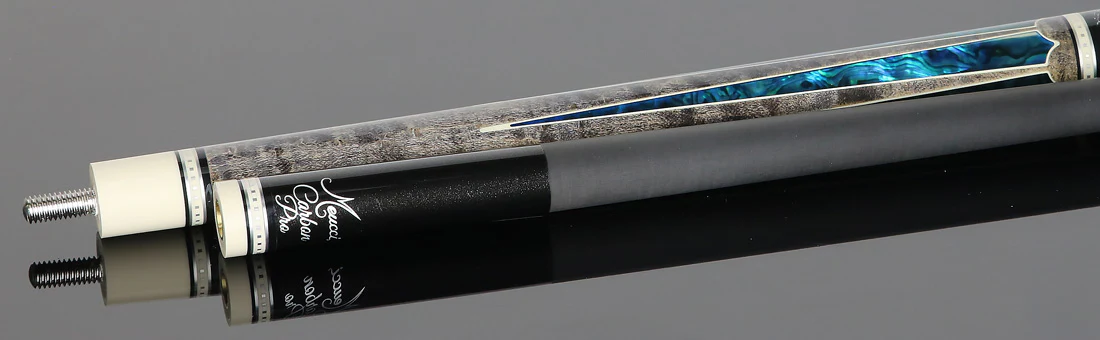 Meucci 2020 Gray - Blue Pearl - Black/White Wrap Pool Cue with Carbon Shaft - 2020GYBLBKWHC - Image 3