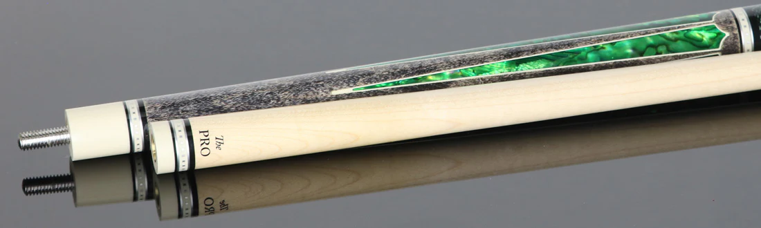 Meucci 2020 Gray with Green Pearl and Black/Green Wrap Pool Cue with Pro Shaft - 2020GYGRBKGRP - Image 3