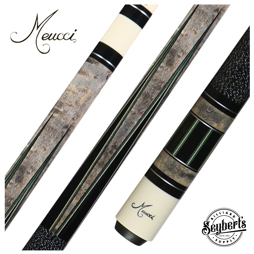 Meucci Gray Stained Maple with Black Points Pool Cue with Pro Shaft - JS1PRO