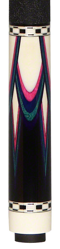 Pat Diveney Ebony Butteryfly White/Pink/Blue/Teal Custom Cue with Two Honey Roast Trans-K Shafts - DC4800 - Image 4