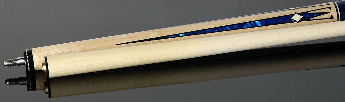 Pechauer JP Series JP20T No-Stained Maple with Sim. Ebony Framed Blue Pearl Points No Wrap Pool Cue - Image 3