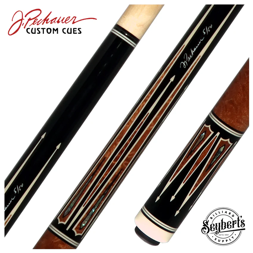 Pechauer Limited Edition PL39 Ebony with Quilted Sapele Points and Abalone Inlays Pool Cue