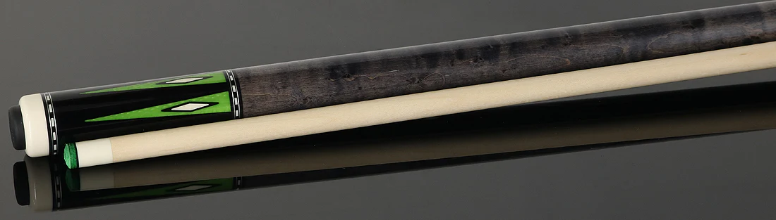 Pechauer Pro Series P21R Ebony-Stained Maple with Green Exotic Points No Wrap Pool Cue - Image 3