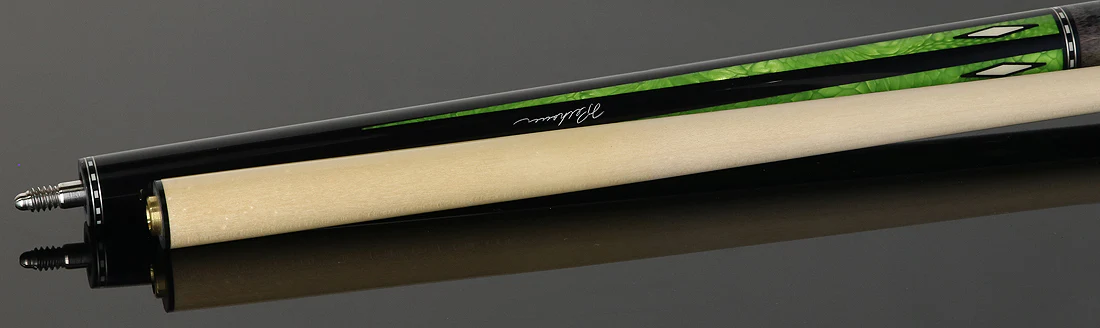Pechauer Pro Series P21R Ebony-Stained Maple with Green Exotic Points No Wrap Pool Cue - Image 4