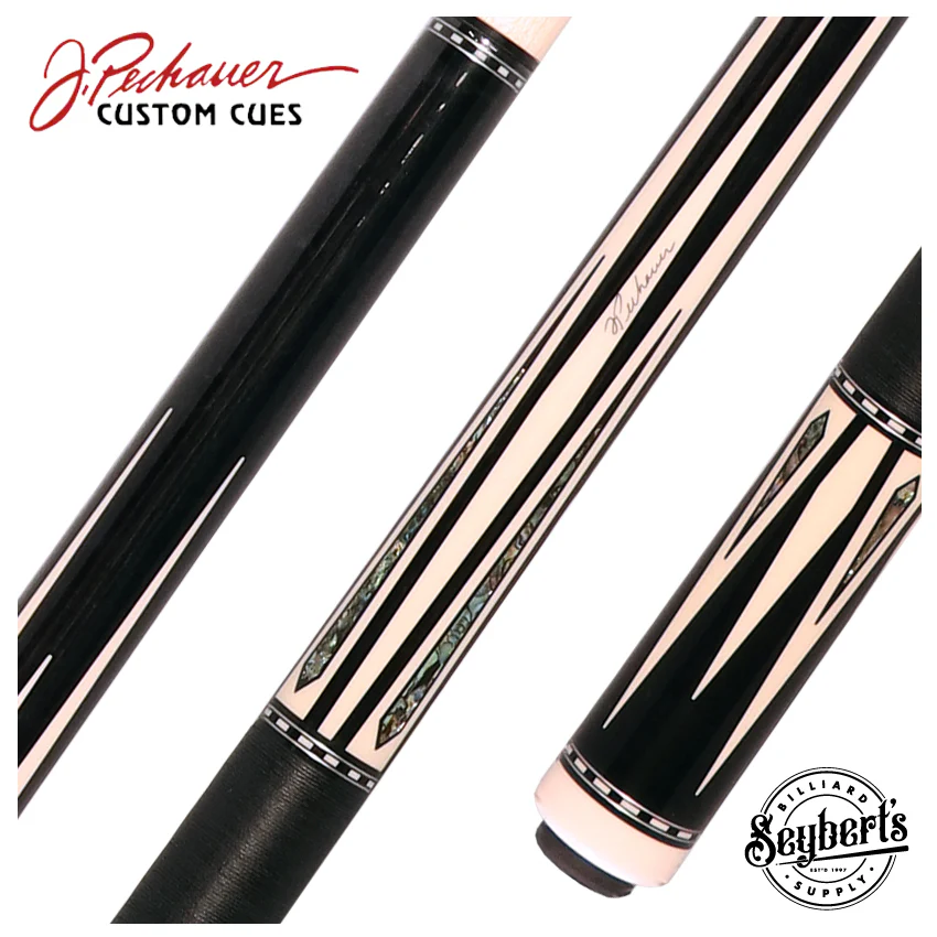 Pechauer Pro Series P23R Ebony-Stained Maple with Sim. Ivory Points and Abalone Inlays Pool Cue with Irish Linen Wrap