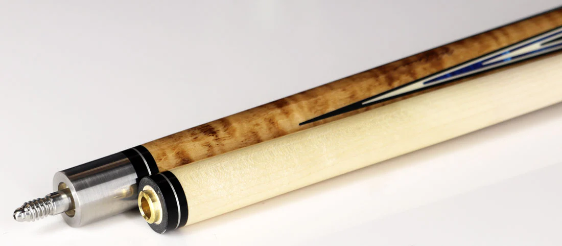 Pechauer Pro Series P16R Natural Stained Maple with Blue Juma and Black Points Pool Cue - Image 4
