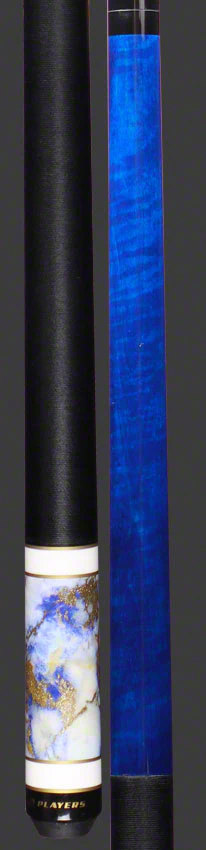 Players Classic Series Royal Blue Birdseye Maple, Stone and Gold Dust Graphic Pool Cue - C947 - Image 2