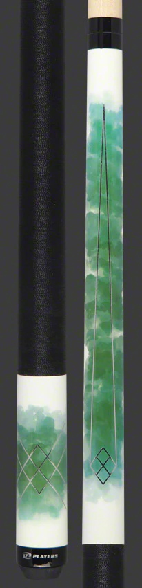 Players Classic Series White with Green Watercolor and Foil Graphic Pool Cue - C989 - Image 3