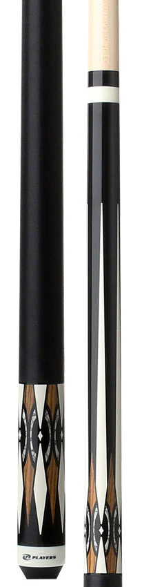Players Graphic Series Black and Bocote Pool Cue with Black Linen Wrap - Image 3