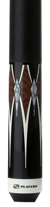 Players Graphic Series Black and Snakewood Pool Cue with Black Linen Wrap - Image 2