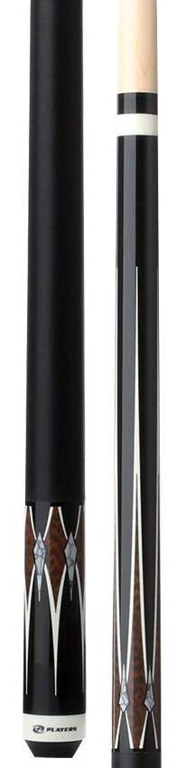 Players Graphic Series Black and Snakewood Pool Cue with Black Linen Wrap - Image 3