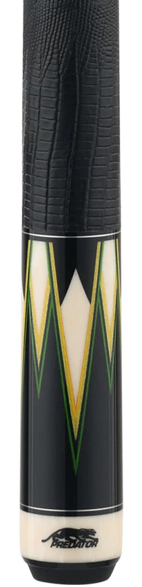 Predator Truesplice 16 Ebony Forearm with Green and Yellow Veneers Pool Cue with Lizard Wrap - Radial - Image 2