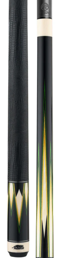 Predator Truesplice 16 Ebony Forearm with Green and Yellow Veneers Pool Cue with Lizard Wrap - Radial - Image 3
