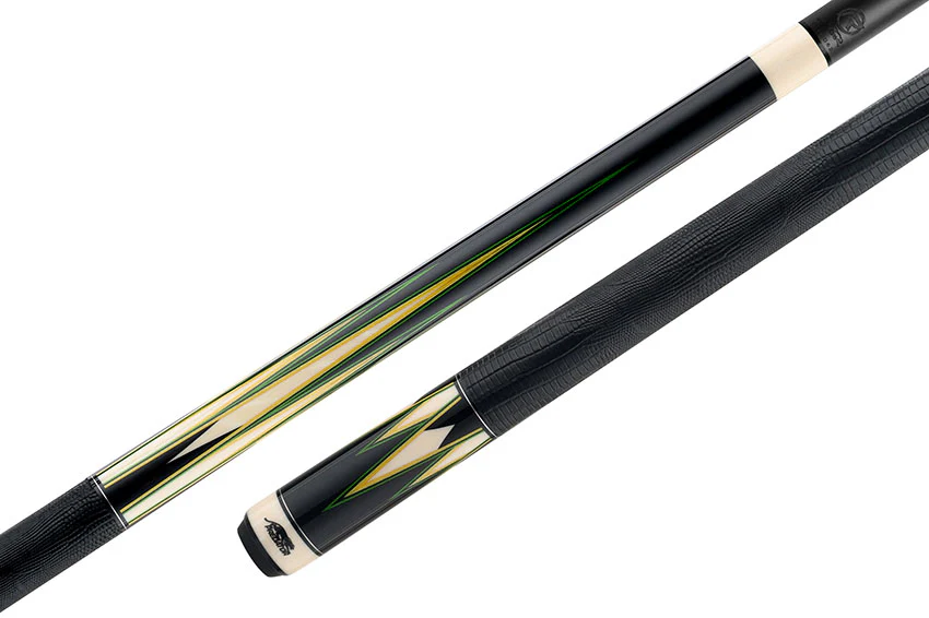 Predator Truesplice 16 Ebony Forearm with Green and Yellow Veneers Pool Cue with Lizard Wrap - Radial - Image 5