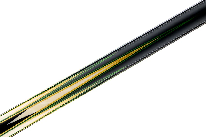 Predator Truesplice 16 Ebony Forearm with Green and Yellow Veneers Pool Cue with Lizard Wrap - Radial - Image 7