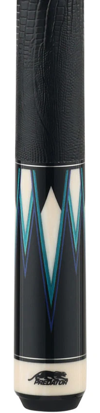 Predator Truesplice 16 Ebony Forearm with Blue and Teal Veneers Pool Cue with Lizard Wrap - Radial - Image 2
