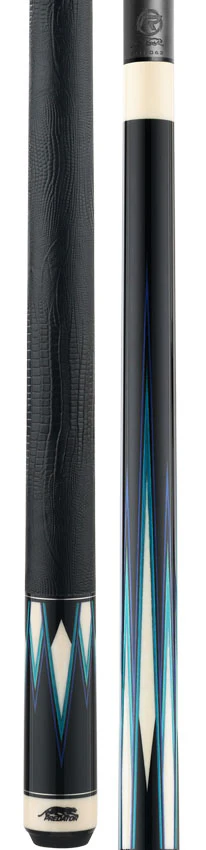 Predator Truesplice 16 Ebony Forearm with Blue and Teal Veneers Pool Cue with Lizard Wrap - Radial - Image 3