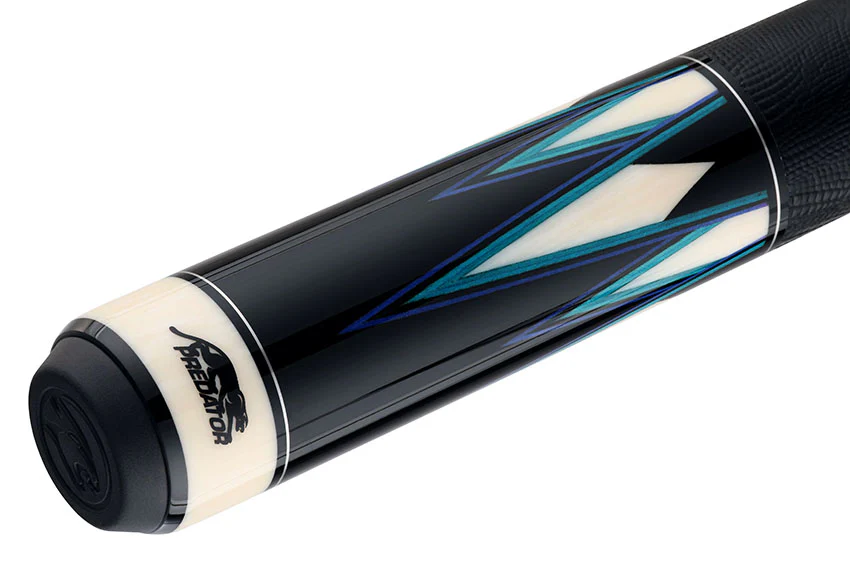 Predator Truesplice 16 Ebony Forearm with Blue and Teal Veneers Pool Cue with Lizard Wrap - Radial - Image 6