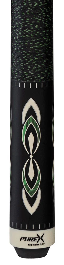 Pure X Matte Black with Malachite and White Graphic Pool Cue with Irish Linen Wrap - Image 2