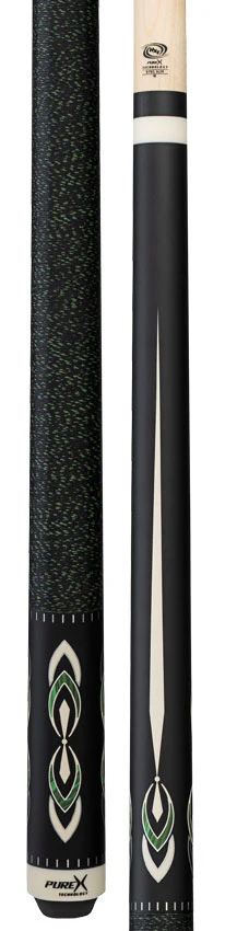 Pure X Matte Black with Malachite and White Graphic Pool Cue with Irish Linen Wrap - Image 3