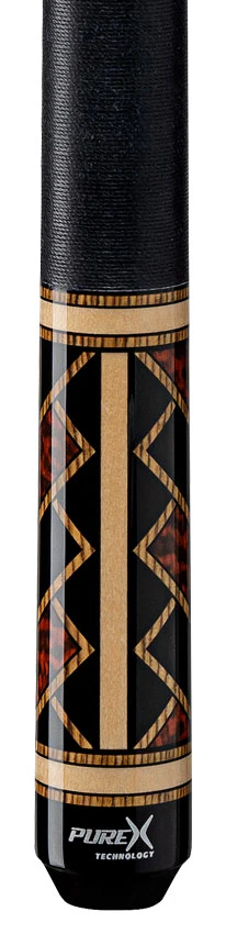 Pure X Midnight Black and Natural Maple with Bocote and Thuya Burl Graphic Pool Cue with Linen Wrap - Image 2