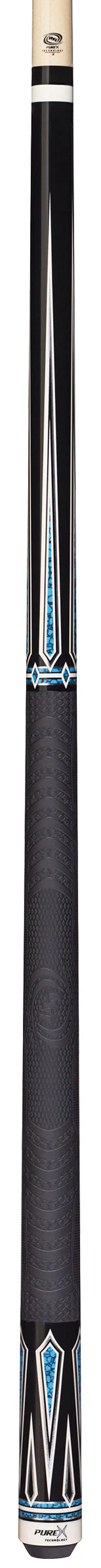 PureX Technology Pool Cue - Midnight Black with White and Blue Recon 4 Pt. Graphics - HXT62 - Image 2