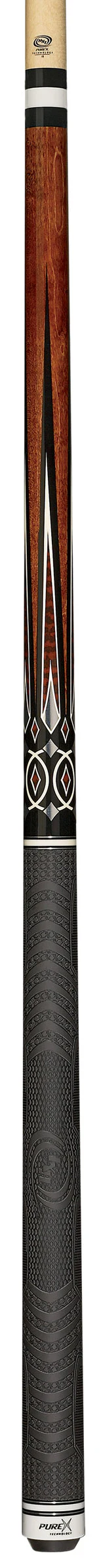 PureX Technology Pool Cue - Mahogany Stained Maple with 5 Pt. Snakewood and Silver Graphics - HXT66 - Image 2
