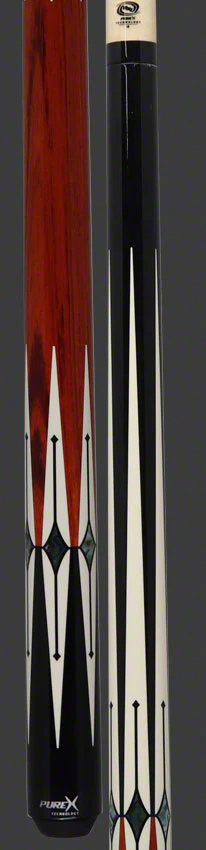 PureX Technology Pool Cue - Black 6 Pt. with Imitation Bone, Cocobolo and Abalone Diamond Insets Graphics - HXTE1 - Image 3