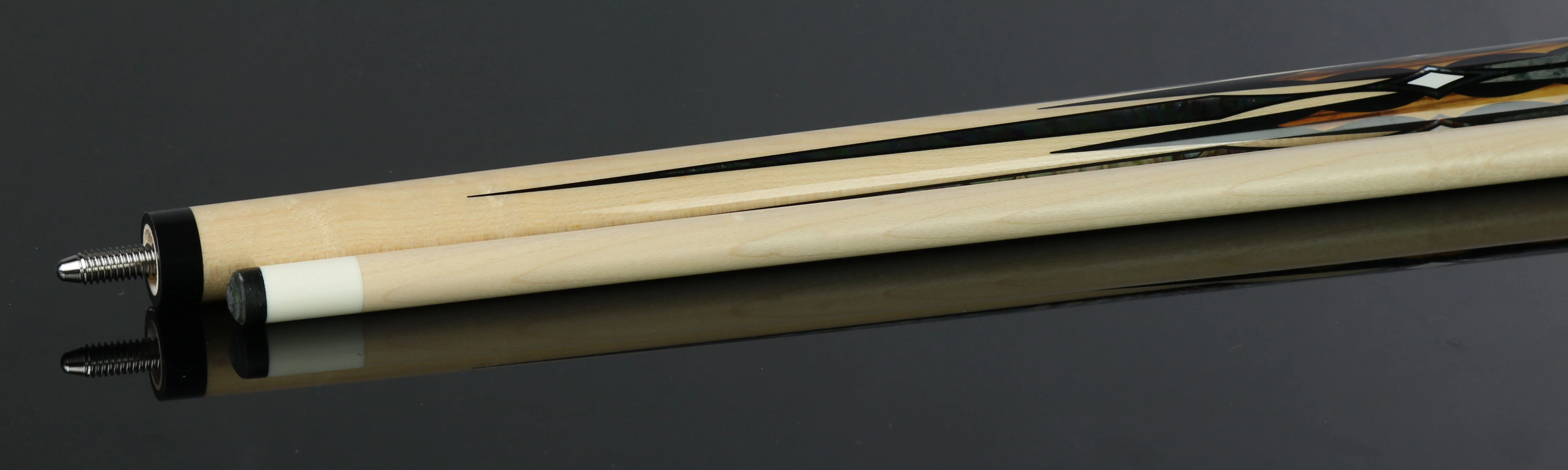 PureX Technology Pool Cue - Natural Birdseye Maple with Zebrawood, Abalone and Imitation Bone Graphics - HXTE12 - Image 5