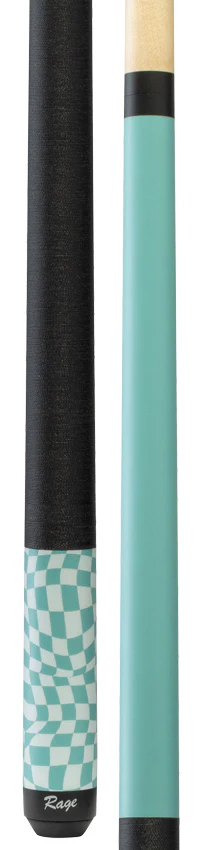 Rage Sky Blue Warped Checkers Pool Cue with Pressed Nylon Wrap - Image 3