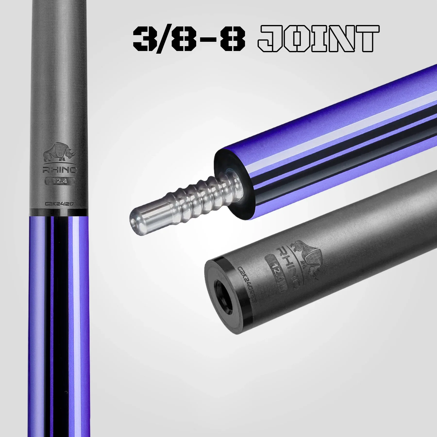 Rhino Nebula 2 Amethyst Purple No Wrap Carbon Pool Cue - Image 9