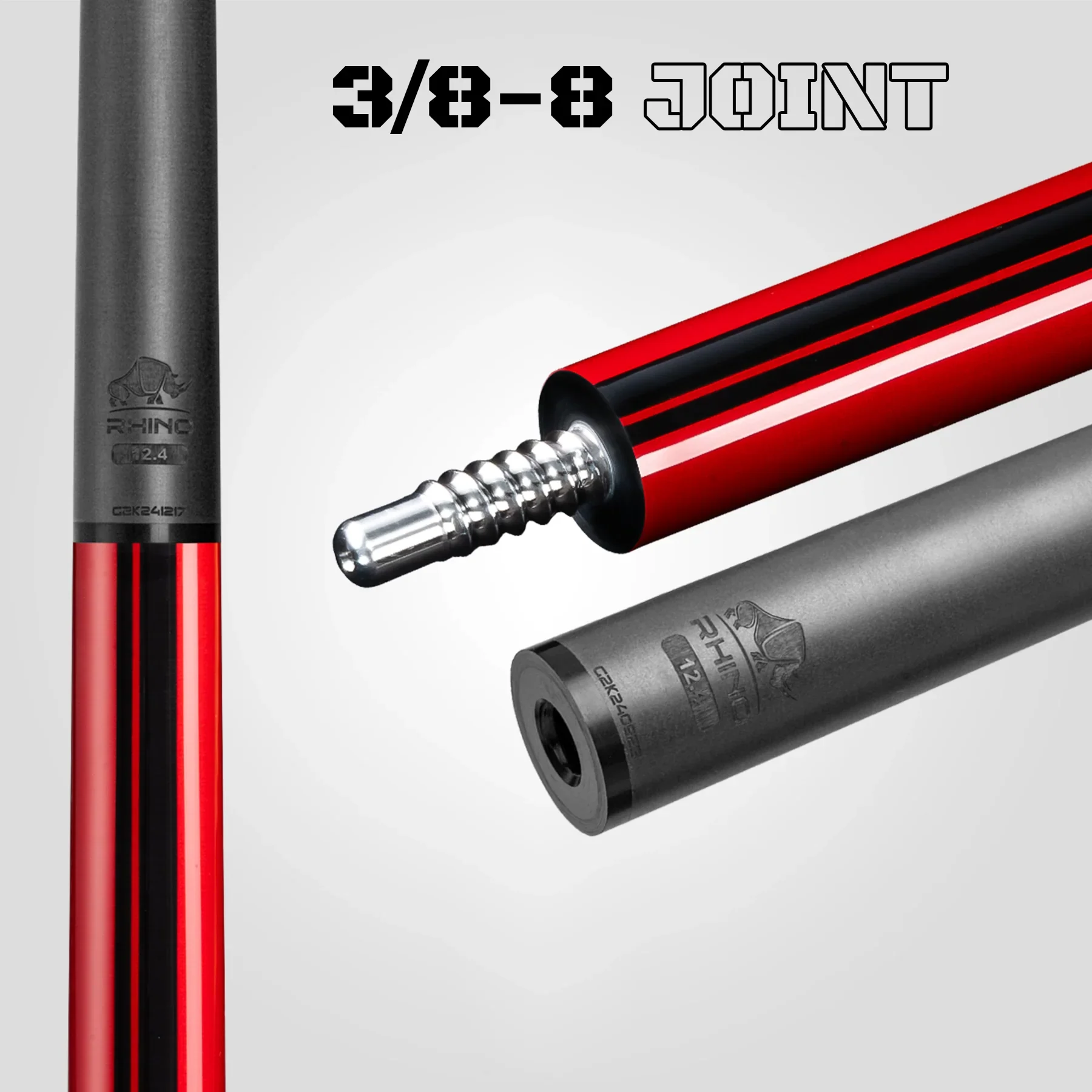 Rhino Nebula 2 Crimson Red No Wrap Carbon Pool Cue - Image 9