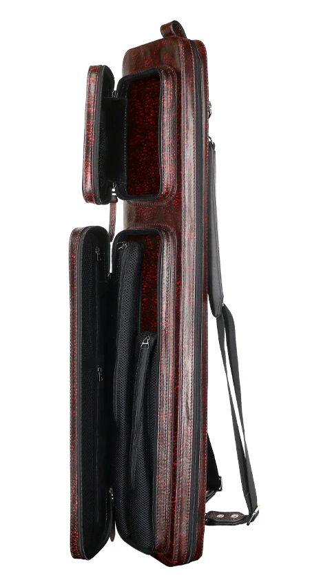 Triple 60 Margaret Styer Limited Edition 3x6 Signature Two-Tone Burgundy/Red Leather Butterfly Soft Cue Case - Image 4