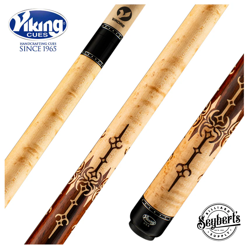 Viking B Series Khaki-Stained Birdseye Maple with East Indian Rosewood Inlays Play Cue - B8501-DIS