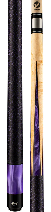 Viking Helix Series Khaki-Stained Birdseye Maple with 8 Black and Purple Premium Pearl Inlays Play Cue - HL0204 - Image 3