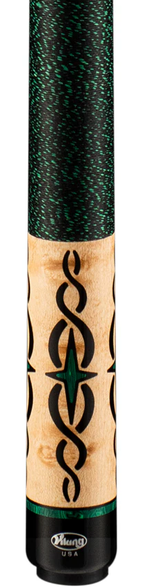 Viking Helix Series Khaki-Stained Birdseye Maple with 80 Banded Malachite and Black Inlays Play Cue - HL0504 - Image 2
