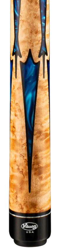 Viking Motore Series Khaki-Stained Maple with Blue Pearl Inlays Play Cue - Image 2