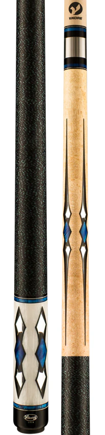 Viking Motore Series Khaki-Stained Birdseye Maple with 48 Mirror, Black, and Blue Premium Pearl Play Cue - MT0404 - Image 3