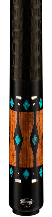 Viking Ovation Series Ebony with Bubinga and Turquoise Inlays Play Cue - Image 2