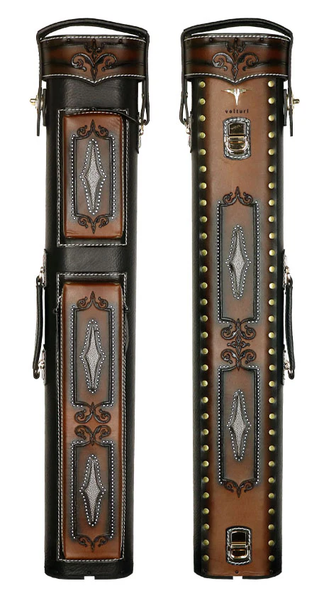 Volturi Custom Brogue Tan 3x6 Hard Pool Cue Case - VCBS3X6TANBLK - Image 2