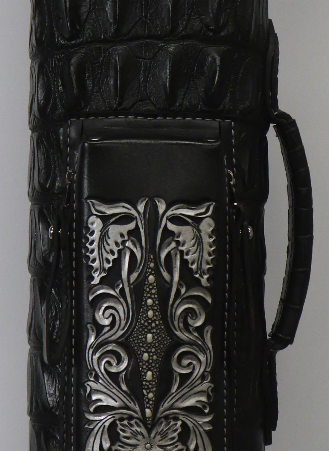 Volturi Custom Hornback Croc Black 4x8 Hard Pool Cue Case - VCBKHC4X8 - Image 4