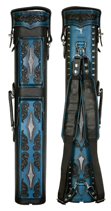 Volturi Custom Venice Style Black/Turquoise 4x8 Hard Pool Cue Case - Image 2