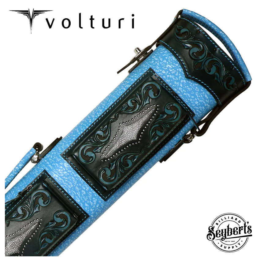 Volturi Custom Venice Style Turquoise 3x6 Hard Pool Cue Case