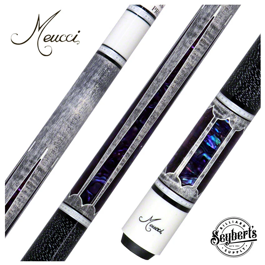 Meucci 2020 Gray - Purple Pearl - Black/White Wrap Pool Cue with Pro Shaft - 2020GYPUBKWHP